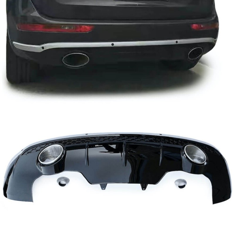 Diffuseur noir laqué + embouts d'échappement Audi Q5 8R (08-16) (avec pare choc standard)