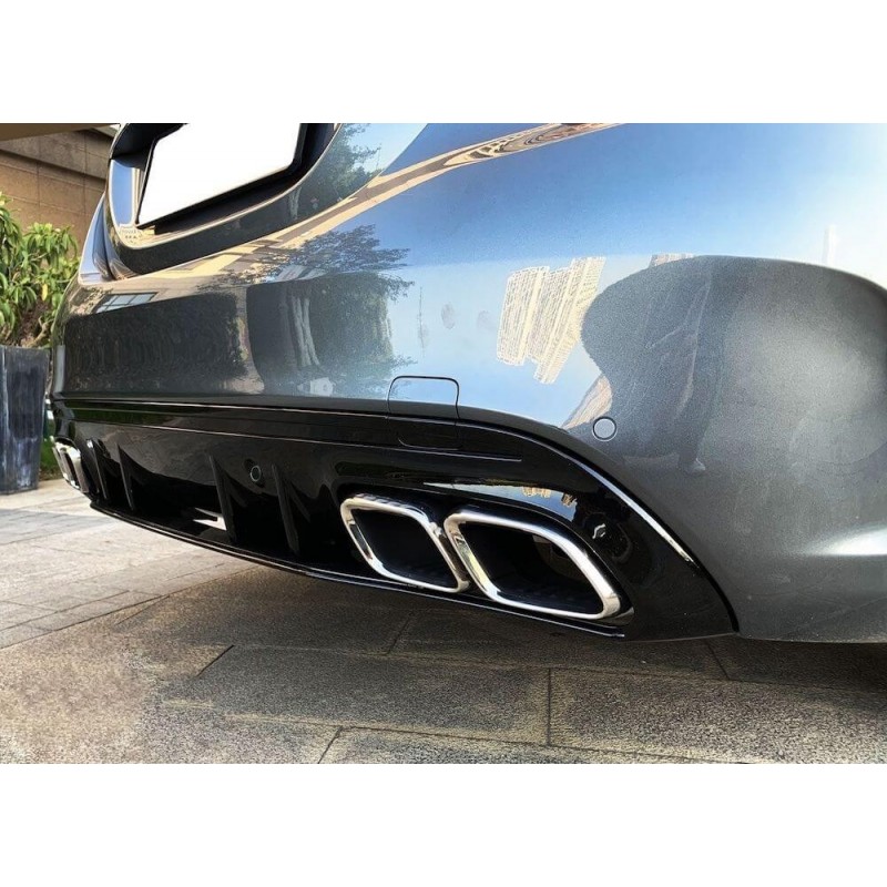Diffuseur arrière + échappements Chrome Mercedes Classe C W205 S205 Look C63s (14-18) avec pack AMG Diffuseur arrière + échappements Chrome Mercedes Classe C W205 S205 Look C63s (14-18) avec pack AMG