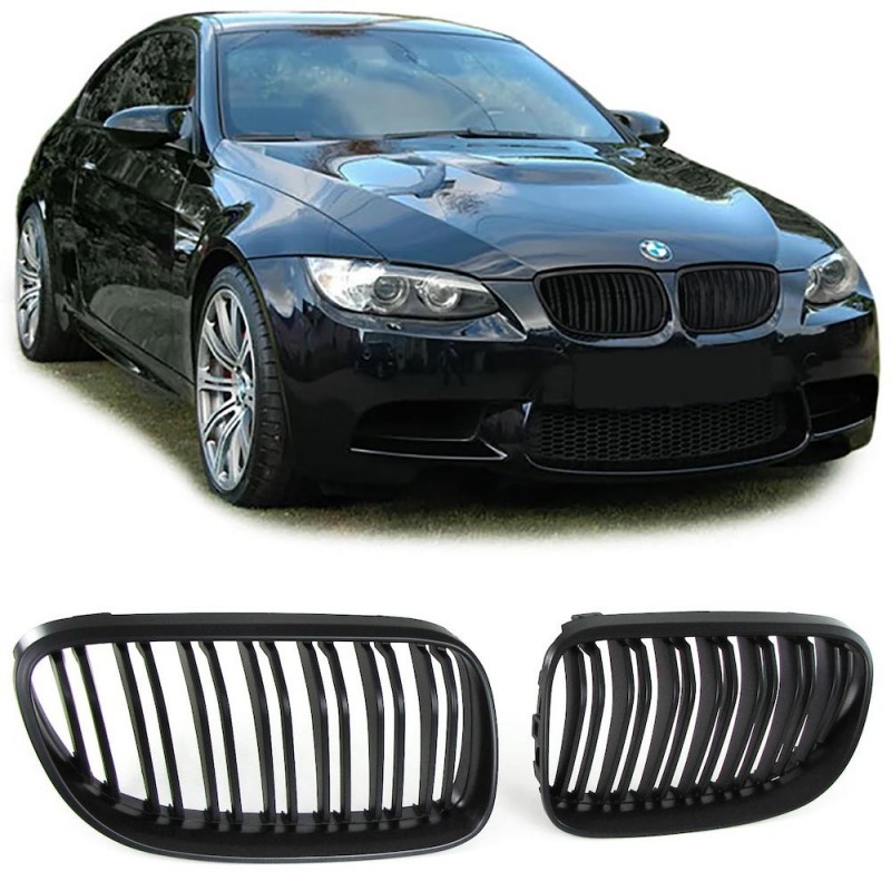 2x Grilles de Calandre BMW Série 3 E92 E93 LCI (10-13) Noir Mat M Performance