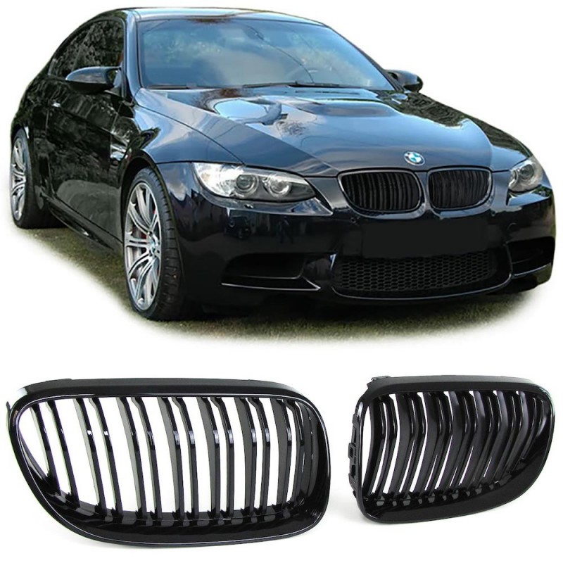2x Grilles de Calandre BMW E92 E93 LCI 10-13 Noir Brillant M Performance