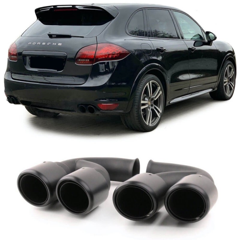 2x Embouts d'échappement double noir Porsche Cayenne (10-14)