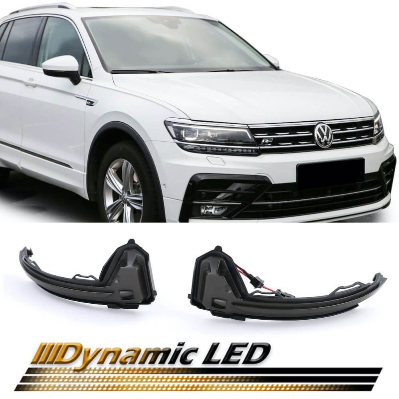 2x Clignotants de rétroviseurs noir fumé à LED Dynamiques adaptable sur Vw Tiguan 2 16+