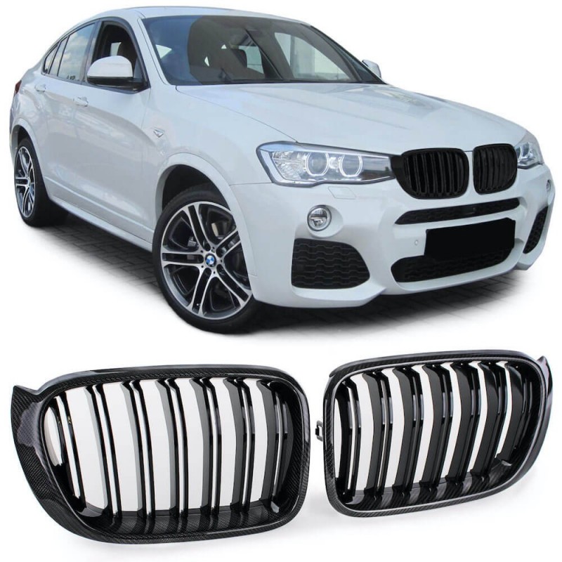 2x Grilles de Calandre BMW X3 F25 X4 F26 Carbone M Performance (14+)