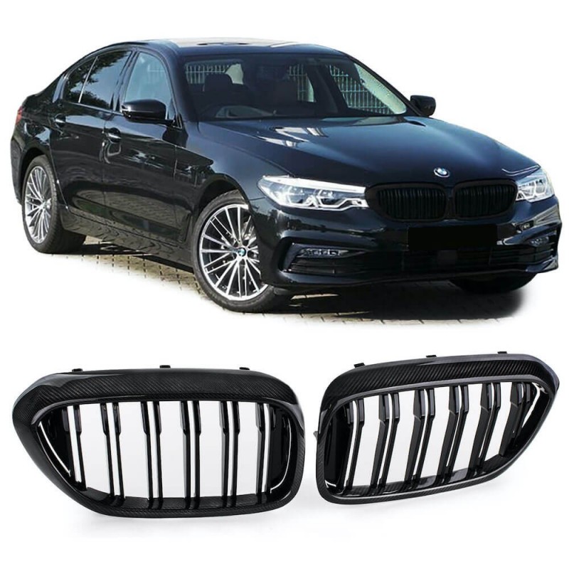 2x Grilles de Calandre Serie 5 M Performance Carbone G30 G31 (17-20)