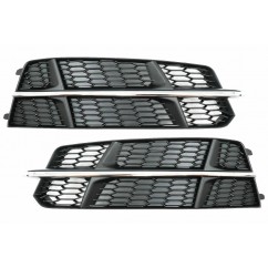 2x Grilles anti brouillard noir et chrome Audi A6 C7 S-Line 15-18