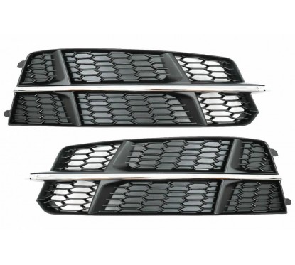 2x Grilles anti brouillard noir et chrome Audi A6 C7 S-Line 15-18