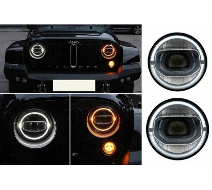 2x Phares LED Jeep Wrangler 07-17