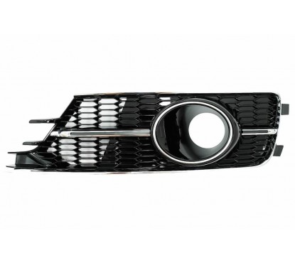 2x Grilles anti brouillard Audi A6 C7 4G Noir et Chrome (15-18)