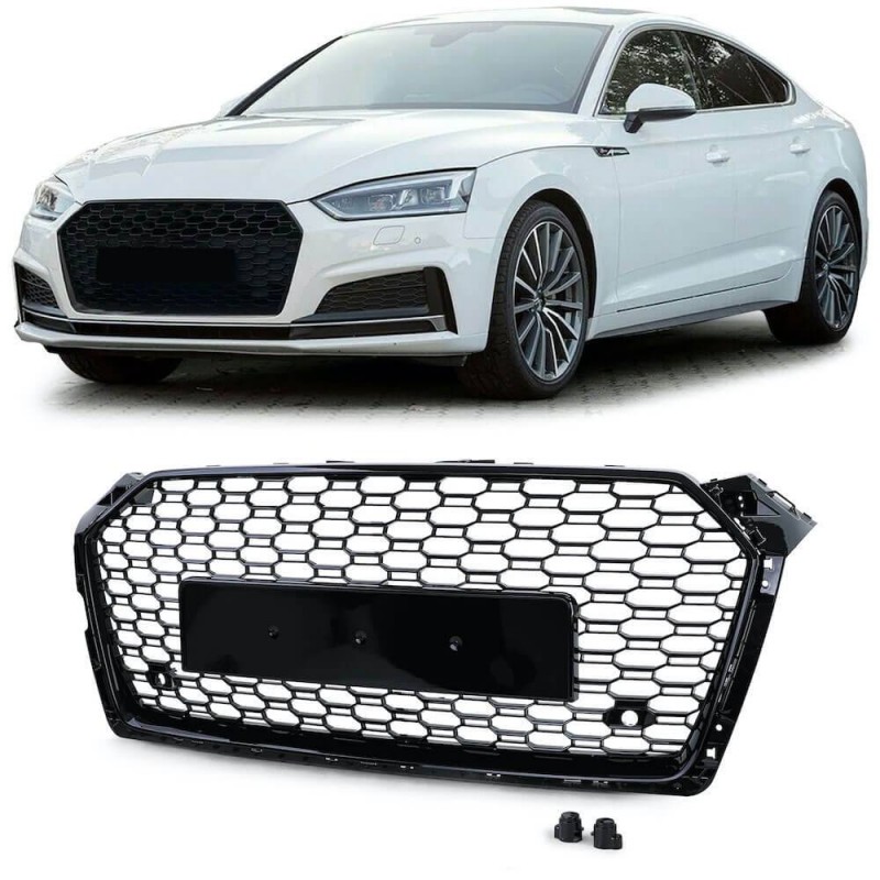 Calandre Audi A5 B9 F5 Look RS Noir Brillant (16-19)