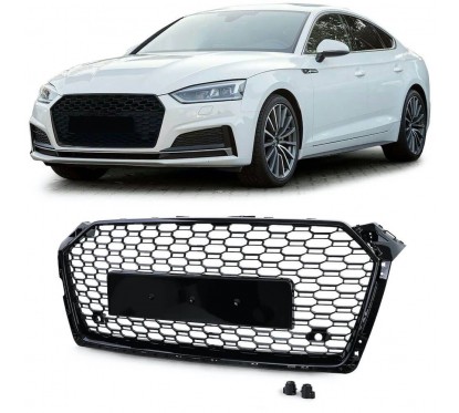 Calandre Audi A5 B9 F5 Look RS Noir Brillant 16+