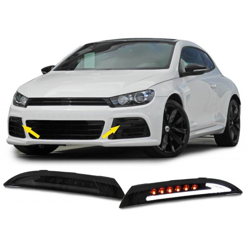 2x Clignotants LED adaptable sur Volkswagen Scirocco Noir Fumé (08-14)