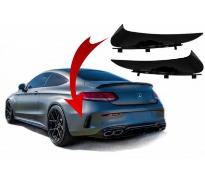 2x Ailerons pare choc arriere Mercedes Classe C C205, A205 Noir brillant 14-18
