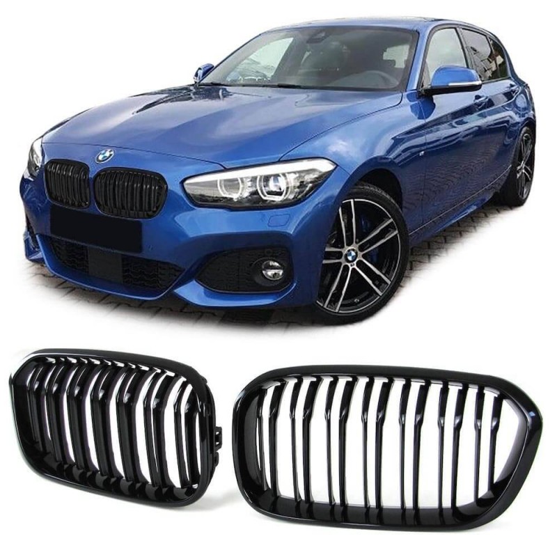 2x Grilles de Calandre M Performance BMW Série 1 F20 F21 Noir Brillant (15-19)