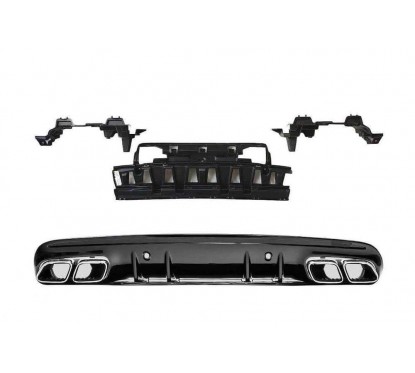 Diffuseur arrière + échappements Chrome Mercedes Classe C W205 S205 Look C63s (14-18) avec pack AMG