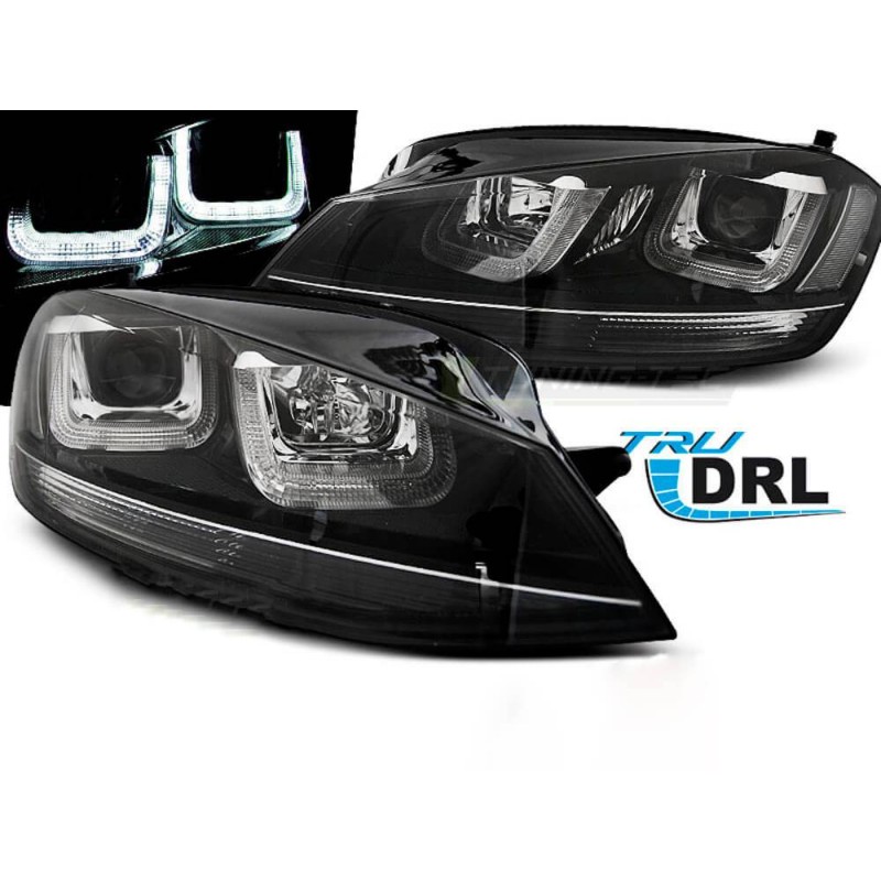 2x Phares LED adaptables sur Golf VII 7 Look Black Line (12-17)