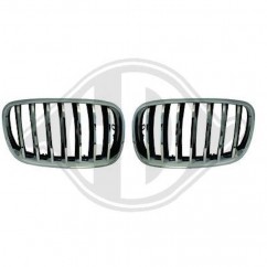 2x Grilles de Calandre BMW X6 E71 Noir / Chrome 06-13