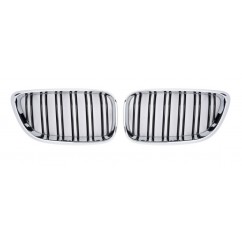 2X Grilles de Calandre BMW F22 F23 Doubles Lames Look M2 Chrome Noir