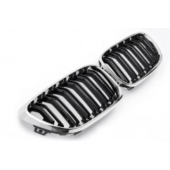 2X Grilles de Calandre BMW F22 F23 Doubles Lames Look M2 Chrome Noir