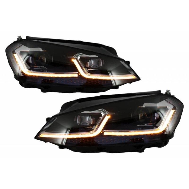 2x Phares LED Golf VII 7 look Facelift 7.5 R-Line liseré chrome (12-17)