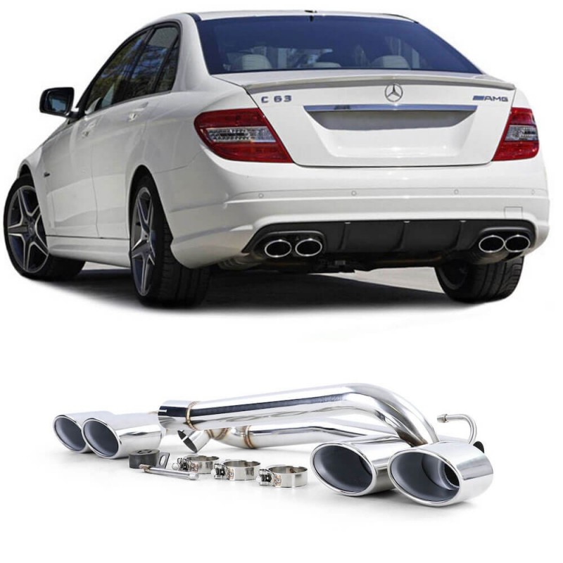 2x Sorties d'échappements double Chrome Mercedes Classe C W204 (07-14)