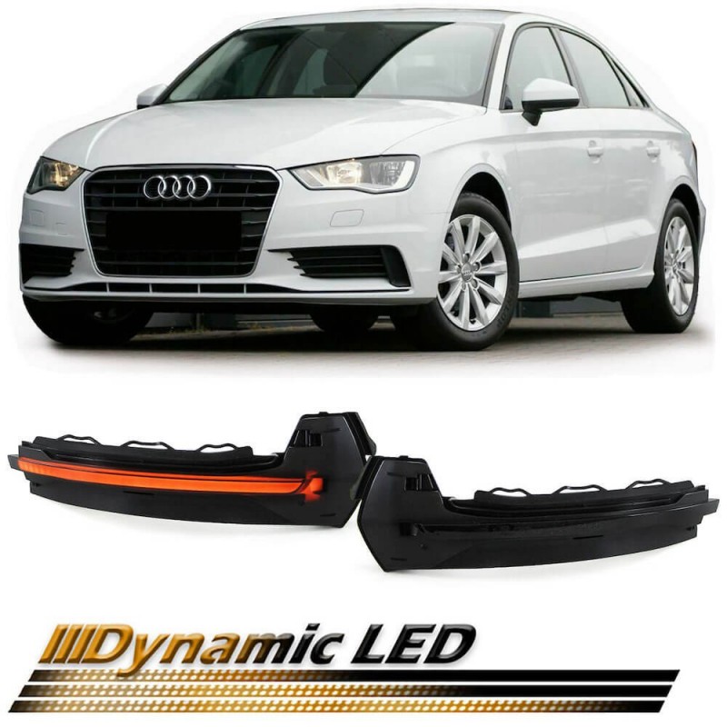 2x Clignotants de rétroviseurs dynamiques LED de rétroviseur Noir fumés Audi A3 S3 8V (12-16)