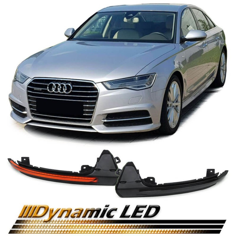 2x Clignotants de rétroviseurs noirs fumés à LED dynamiques Audi A6 C7 (11-14)