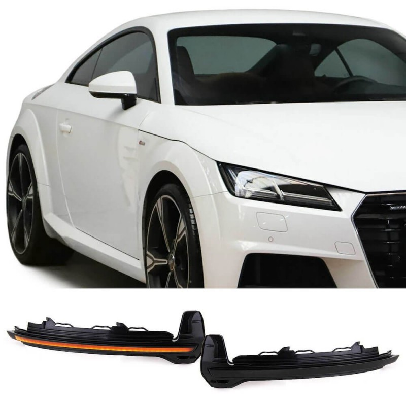 2x Clignotants de rétroviseurs noirs fumés à LED dynamiques Audi TT, R8 16-18