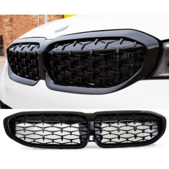 Calandre diamant M BMW Série 3 G20 G21 Noire laquée (19+)