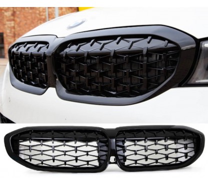 Calandre diamant M BMW Série 3 G20 G21 Noire laquée (19+)