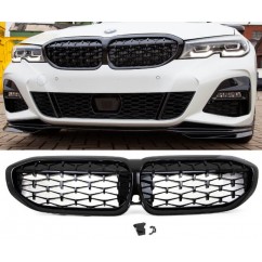 Calandre diamant M BMW Série 3 G20 G21 Noire laquée (19+)