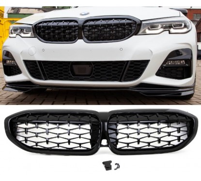Calandre diamant M BMW Série 3 G20 G21 Noire laquée (19-22)