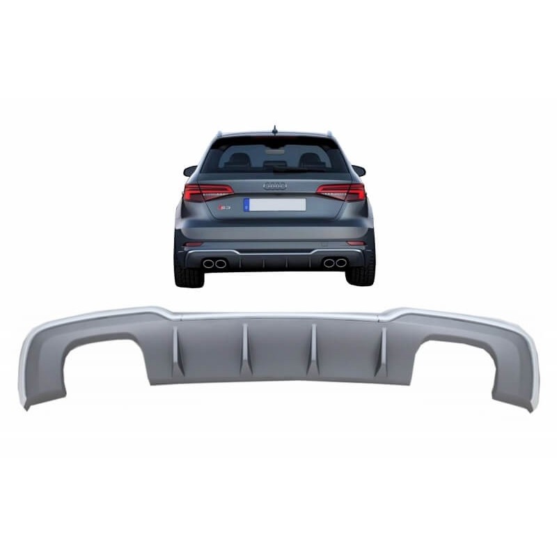 Diffuseur arrière Audi A3 S3 Coupé / Sportback Facelift (avec Pack S-Line) Look S3 16-19 (2+2)