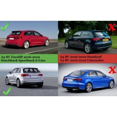 Diffuseur arriere Audi A3 8V Coupé / Sportback Facelift (avec Pack S-Line) Look S3 16-19 (2+2)