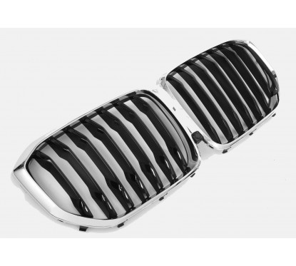 2x Grilles de Calandre BMW X5 G05 Noir et Chrome (17+)