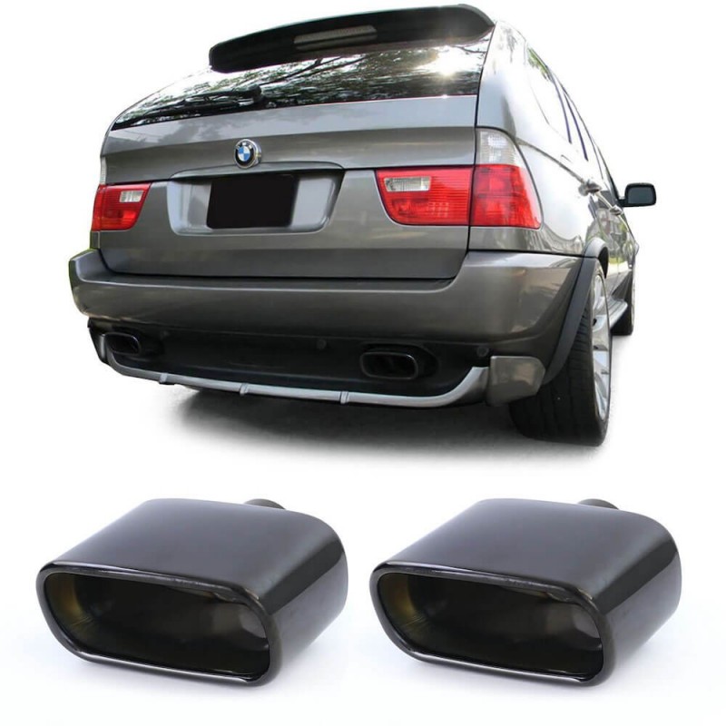 2x embouts d'échappements Noir BMW X5 E53 (99-06)