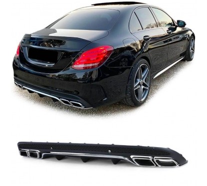 Diffuseur arriere avec echappements Mercedes Classe C W205 S205 Look C63 (avec Pack AMG) 14-18