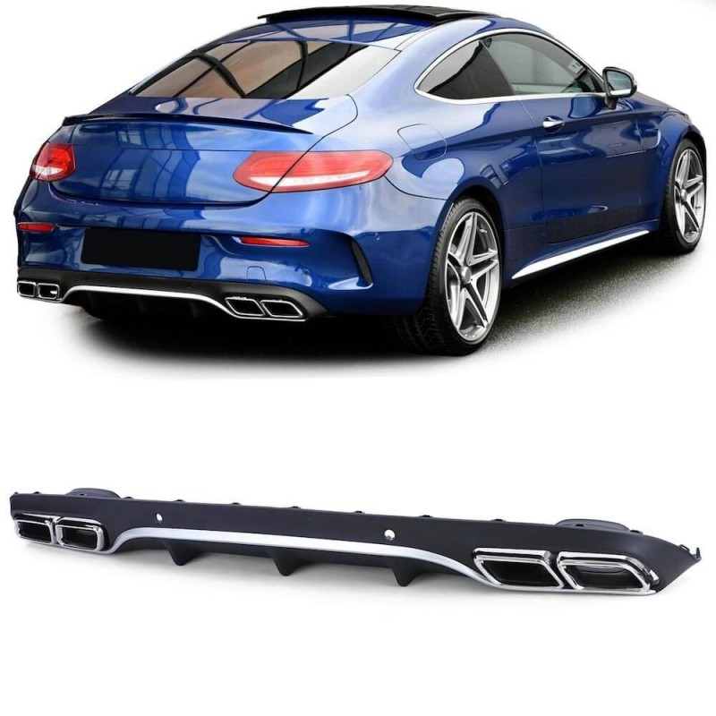 Diffuseur arrière et sorties d'échappements Mercedes Classe C Coupe C205 et Cabrio A205 Look C63 AMG 14-18  (avec Pack AMG)