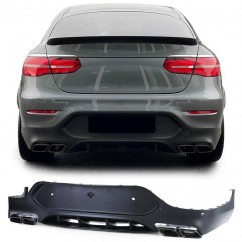 Diffuseur arrière + sorties d'échappements noir Mercedes GLC C253 Coupé (modèle avec pack AMG) Look 63 AMG (16-19)