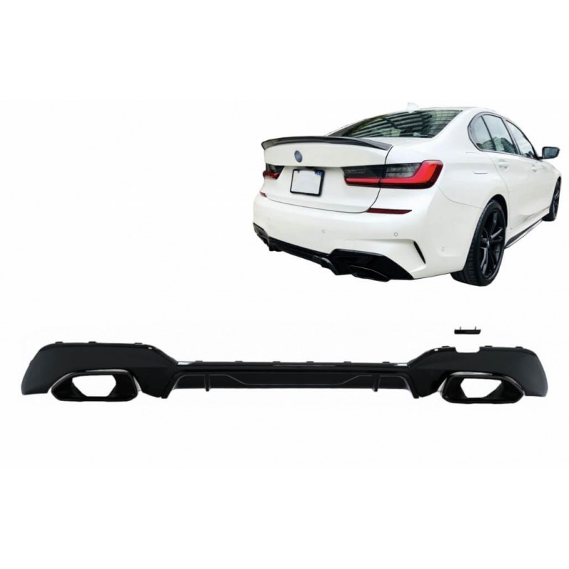 Diffuseur noir brillant + échappements BMW Série 3 G20 G21 Look 340i 19+