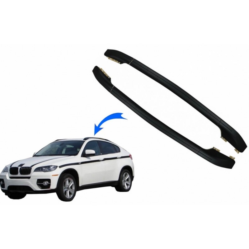 2x Rails de toit Noir BMW X6 E71 E72 (08-15)
