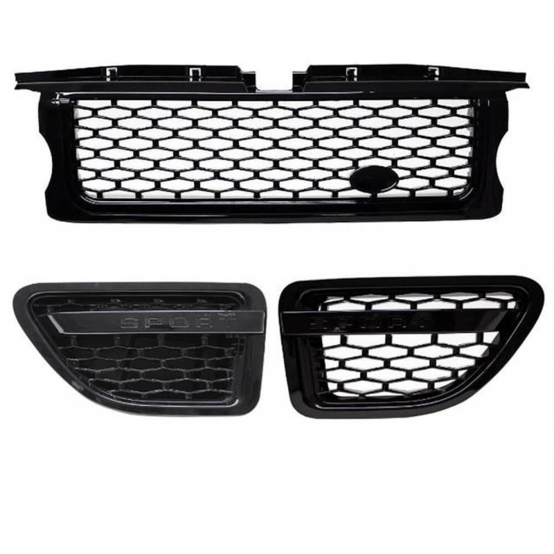 Calandre + Grilles pour ailes Range Rover Sport L320 Noir brillant (05-08) Look Autobiography
