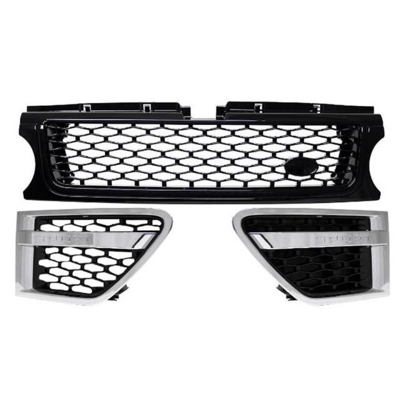 Calandre + Grilles pour ailes Range Rover Sport L320 Noir brillant et chrome (10-13) Look Autobiograpy Calandre + Grilles pour ailes Range Rover Sport L320 Noir brillant et chrome (10-13) Look Autobiograpy