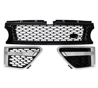 Calandre + Grilles pour ailes Range Rover Sport L320 Noir brillant et chrome (10-13) Look Autobiograpy