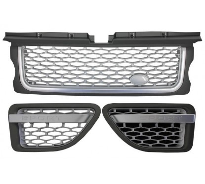 Calandre + Grilles pour ailes Range Rover Sport L320 Noir brillant et Silver (05-08) Look Autobiograpy