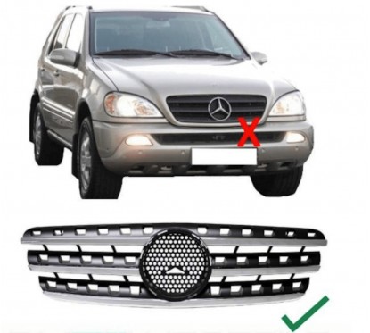 Calandre Mercedes ML W163 Chrome argent Look W164 (98-05)