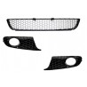 3x Grilles de pare chocs adaptables sur Volkswagen GOLF VI 6 Nid d'abeille Noir Brillant (08-12)
