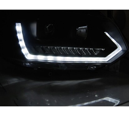 2x Phares Tube Light avec clignotants dynamiques adaptables sur Volkswagen Transporteur T5 Facelift Look Xenon (10-15)