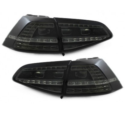 2x Feux arrières adaptables sur GOLF VII 7 GTI R-Design Noir Fumés avec clignotants dynamiques (13-17)