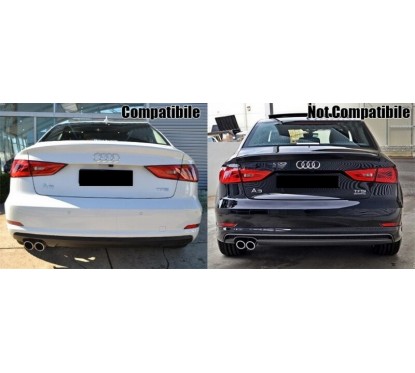 Diffuseur arrière + embouts d'échappements Audi A3 Berline 8V (sans pack sline) (12-16) Look RS3