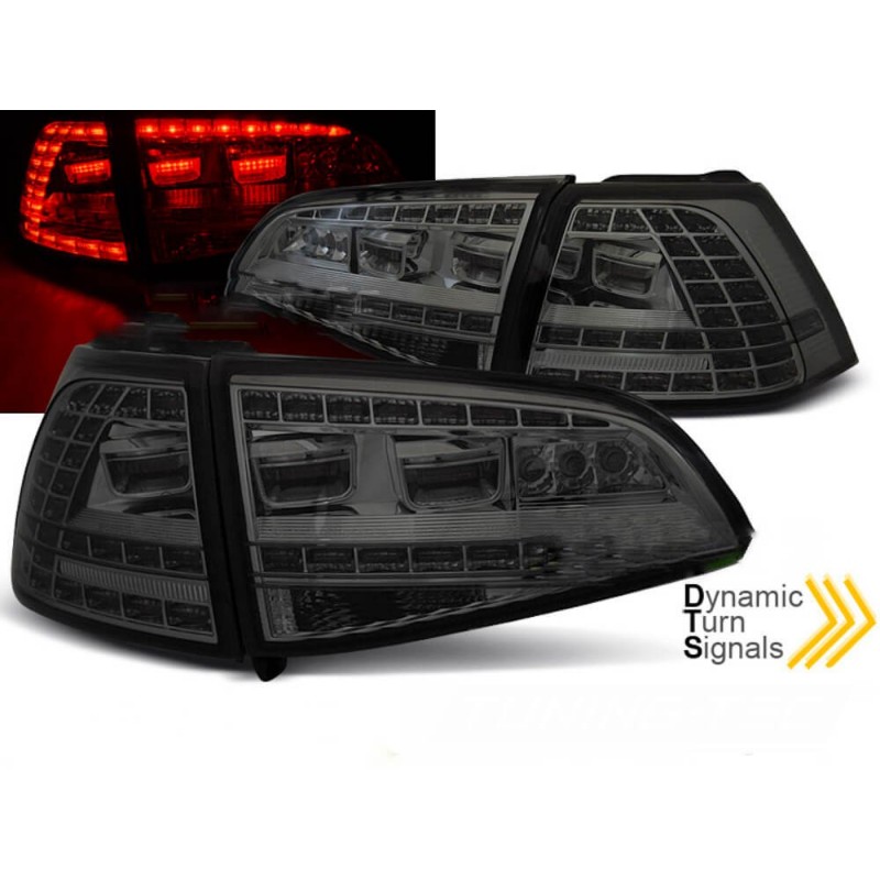 2x Feux arrières LED Fumés adaptables sur Golf VII 7 avec clignotants dynamiques (13-17)